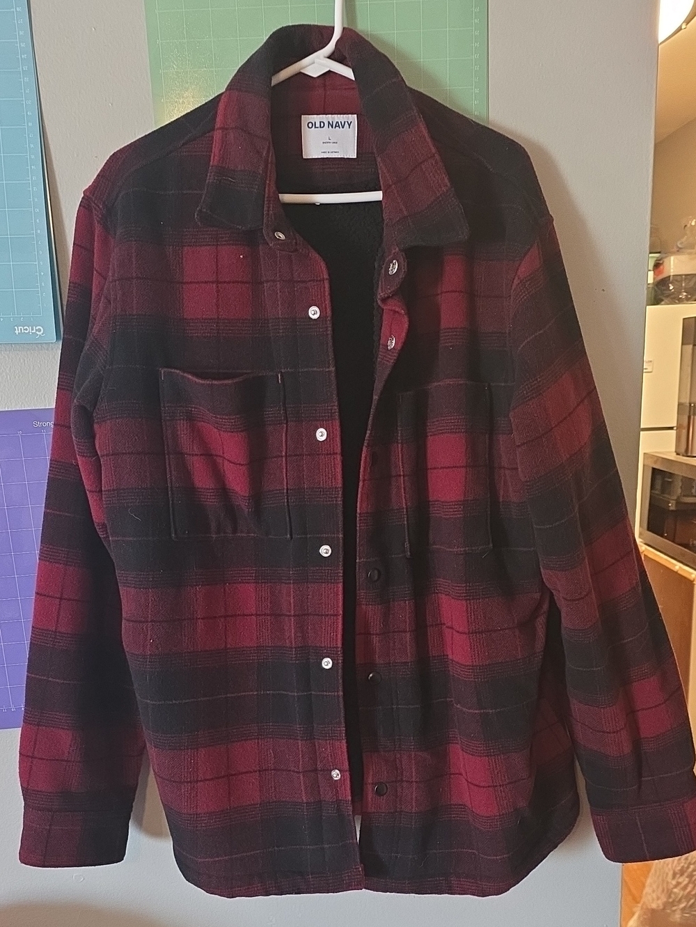 Old Navy Red and Black Plaid Shacket